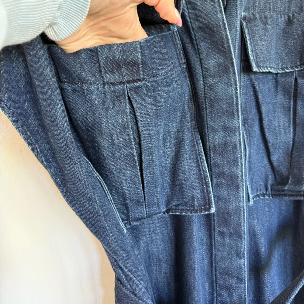 COS denim cap sleeve shirt dress, removable belt. - Picture 3 of 6